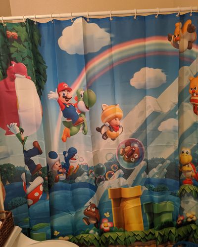 Customer photo review of Colorful Design Super Mario Shower Curtain