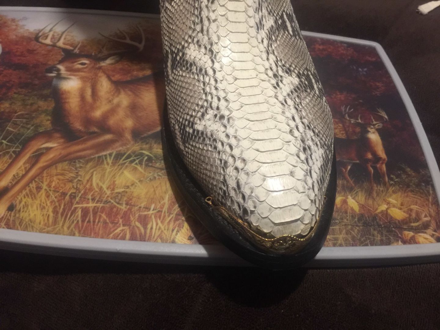 Customer photo review of Cowtown Men’s Back Cut Python Exotic Boots W808