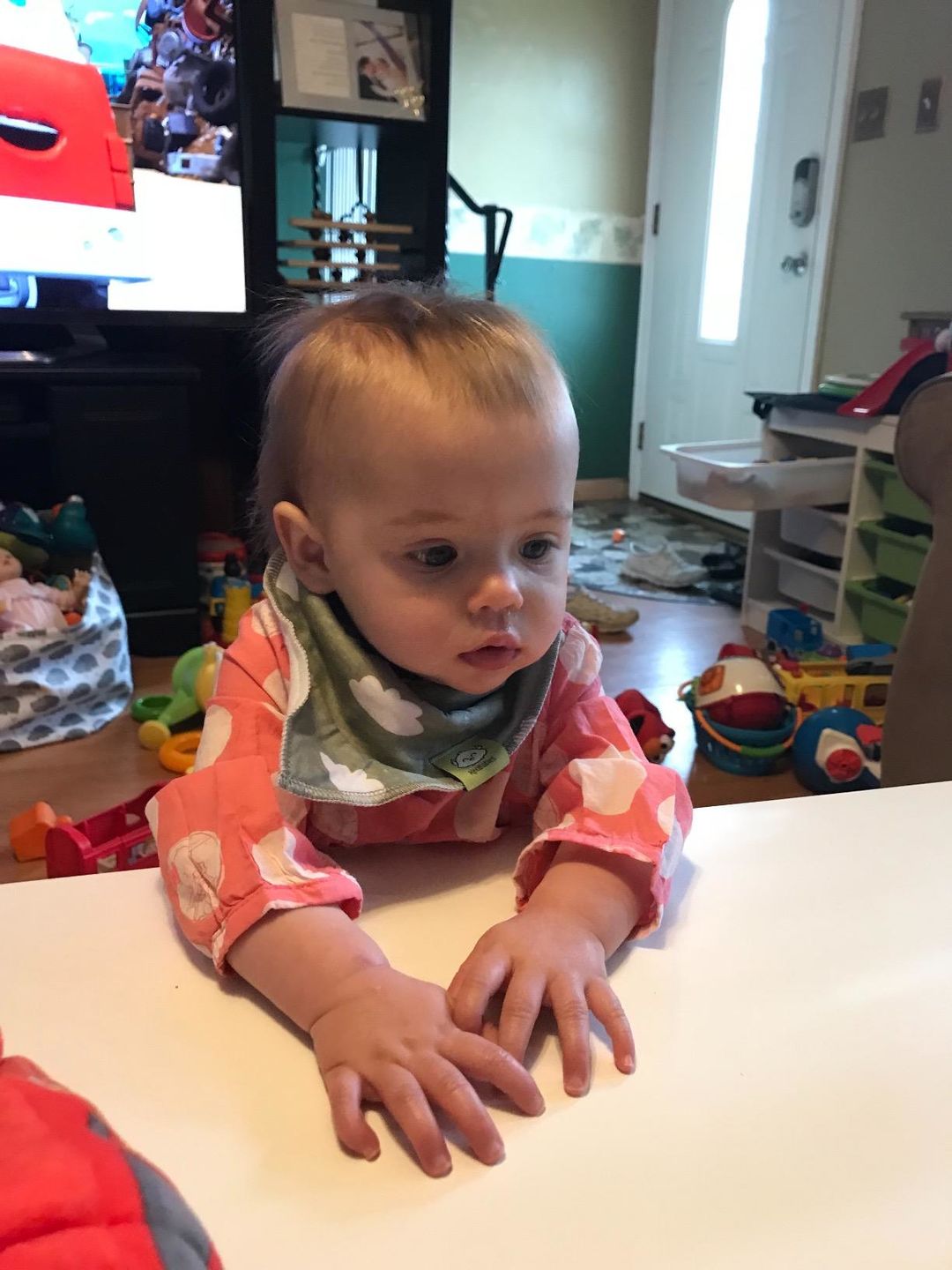 Customer photo review of Organic Baby Bandana Bibs
