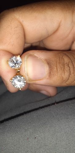 Customer photo review of Gold Finish Round Cut CZ Studs Screwback