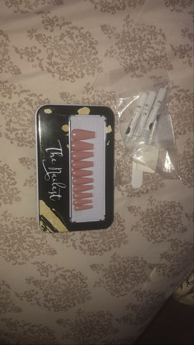 Customer photo review of HANDMADE- WHITE TIPPED PRESS ON NAILS SET