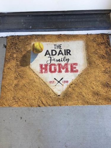 Customer photo review of Personalized Home Plate Welcome Mat