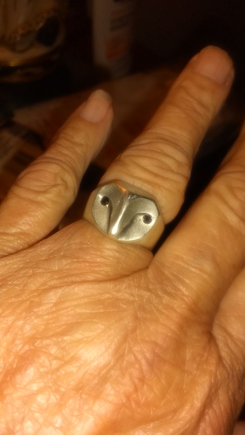 Customer photo review of Black Diamond Owl Ring
