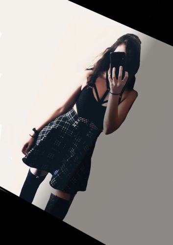 Customer photo review of 'Army Of Darkness' Black and White Plaid Skirt