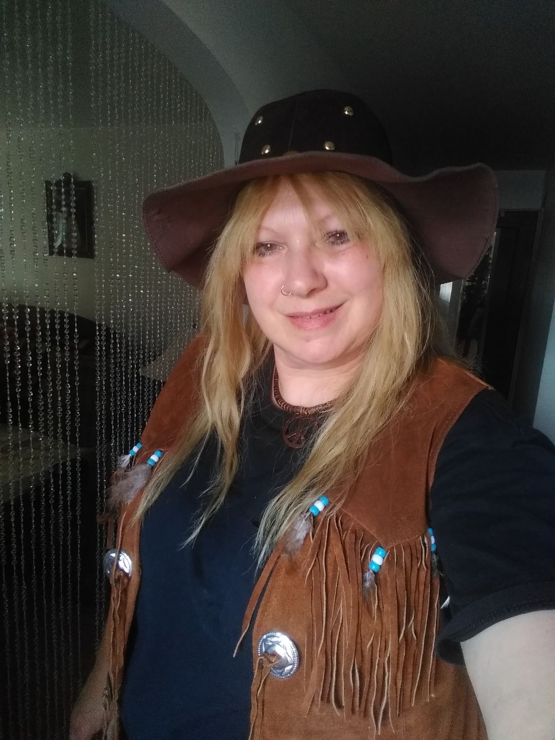 Customer photo review of Hippie Leather Fringe Vest