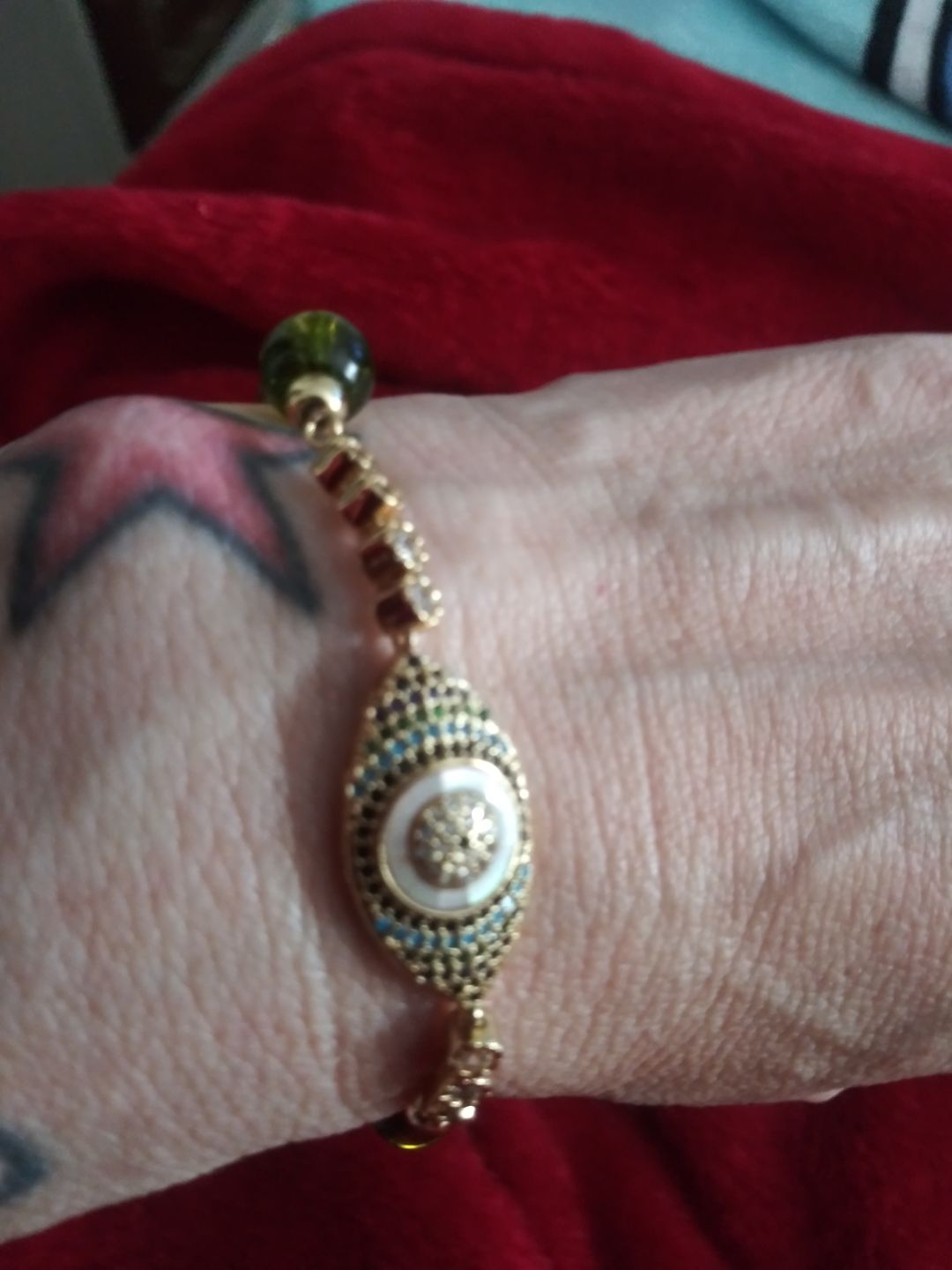 Customer photo review of Natural Peridot Abundance Bracelet