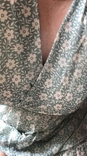 Customer photo review of Lina Green Floral Wrap Dress