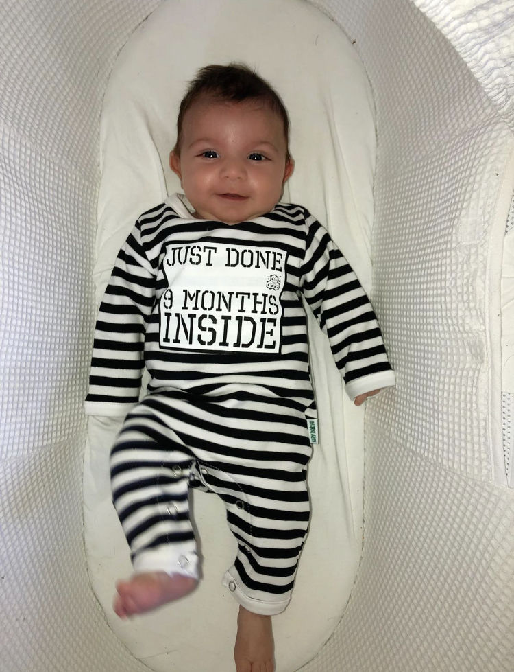 Customer photo review of Just Done 9 Months Inside® New Born Baby Grow- Baby Shower Gift - Coming Home Outfit  by Lazy Baby®