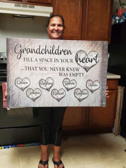 Customer photo review of Personalized "Grandchildren Fill A Space In Your Heart" Premium Canvas