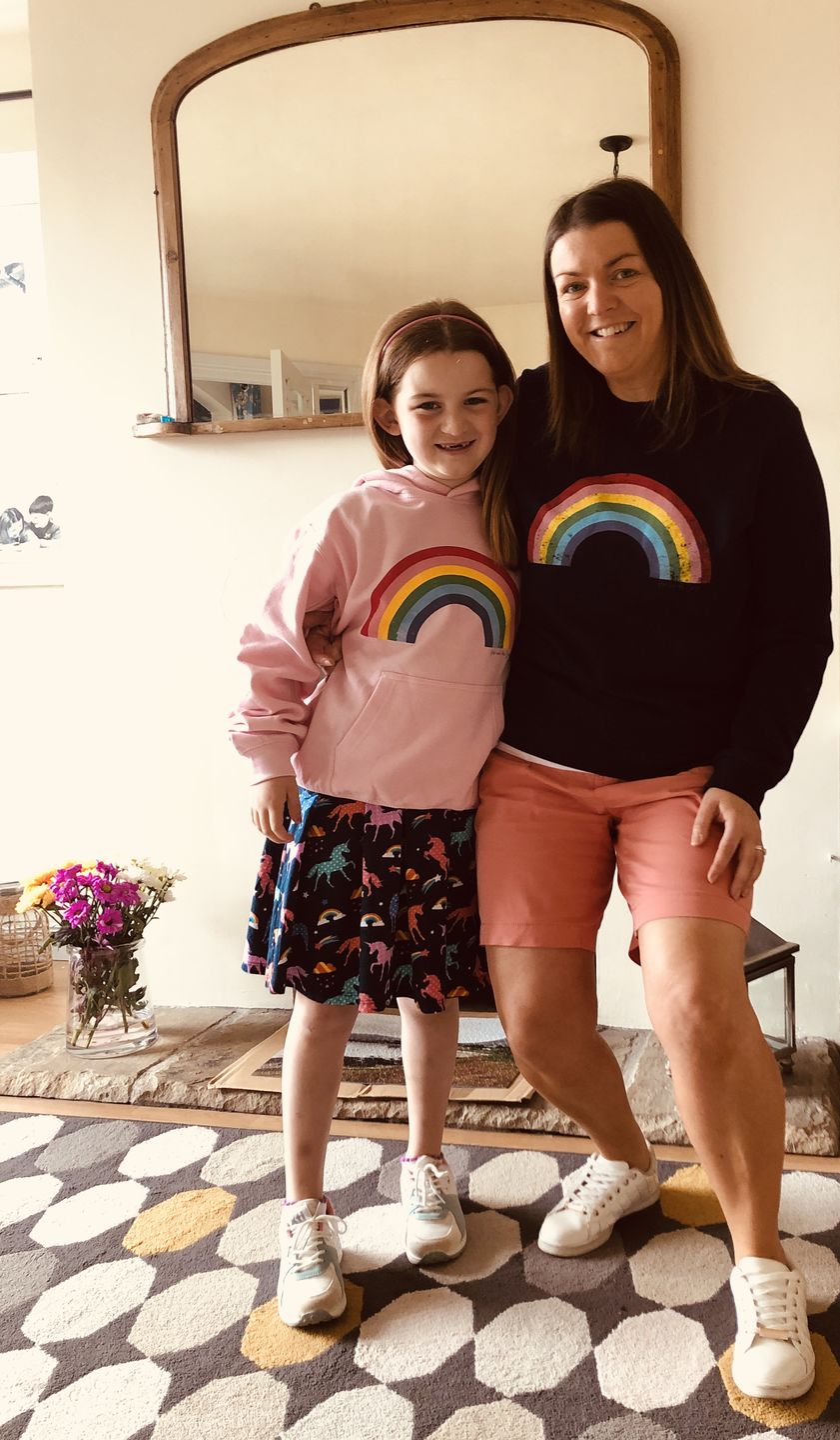 Customer photo review of KID: Rainbow Hoodie in Pink