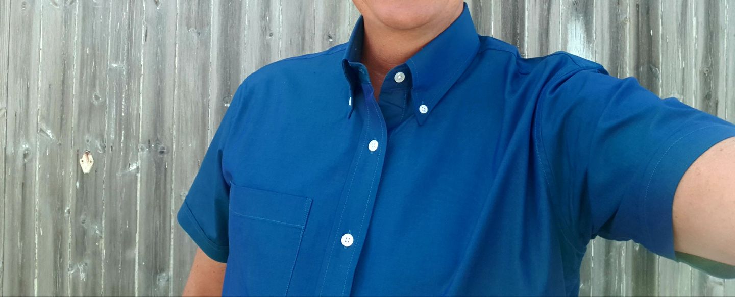 Customer photo review of **NEW** Shirt Short Sleeve  - Two Tone Blue