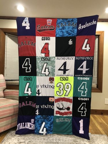 T-shirt quilt featuring salem high school vikings, salem high school knights by Mark from MA
