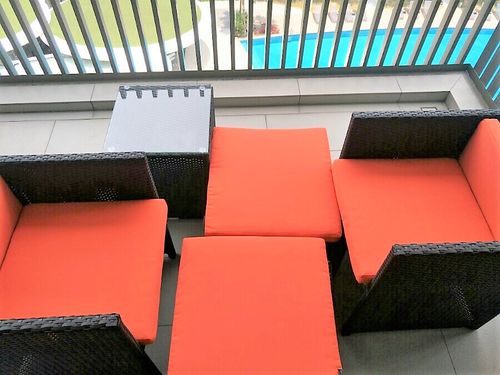 Customer photo review of Splendor Armchair Set, Orange Cushions