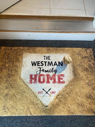 Customer photo review of Personalized Home Plate Welcome Mat