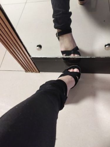 Customer photo review of Small Size Ankle Strap Wedge Sandals BS109