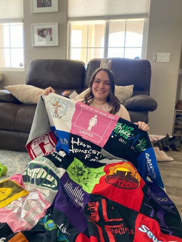 T-shirt quilt with music, community events themes by Stacey from NV