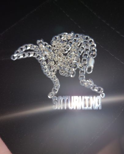 Customer photo review of Block Mini Name Necklace with Cuban Chain