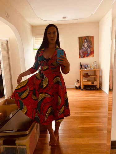 Customer photo review of African Ankara Beeha Wrap Dress