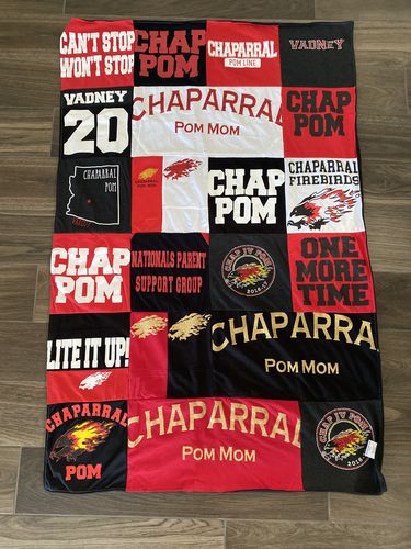 T-shirt quilt featuring chaparral firebirds by Sylvia from AZ