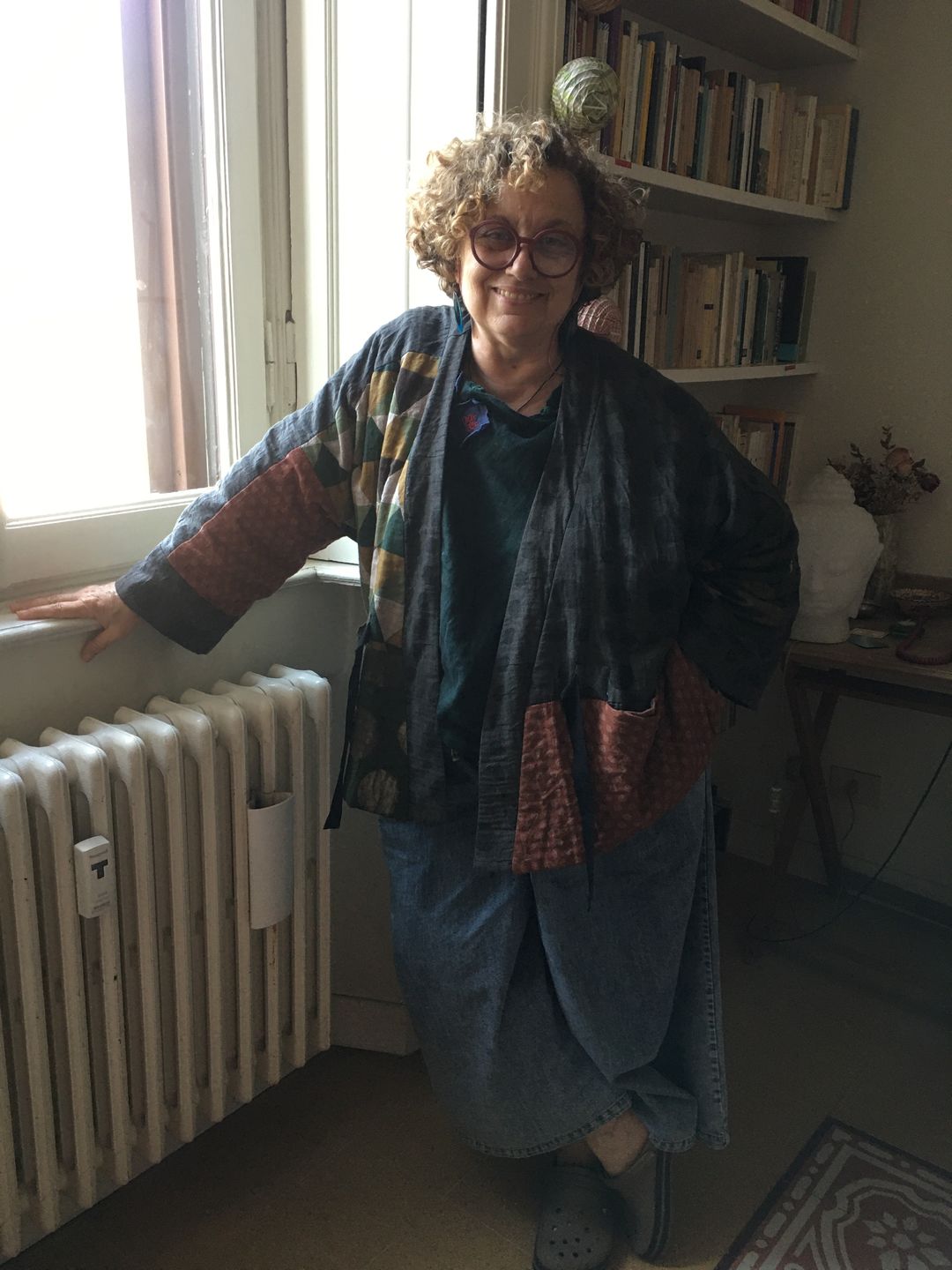 Customer photo review of Plus Size - Irregular Geometric Pattern Retro 100% Cotton Coat