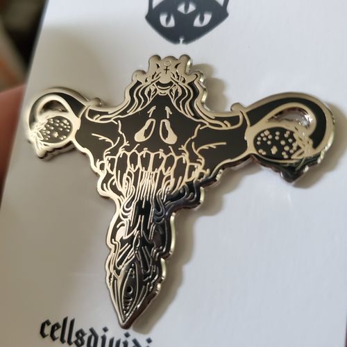 Customer photo review of Death Metal Uterus, Enamel Pin