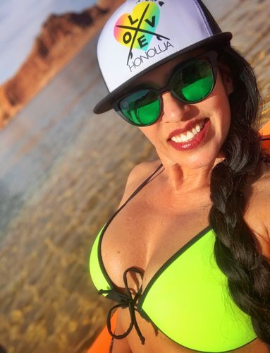 Customer photo review of Color Block Triangle Bikini Top - Neon Green