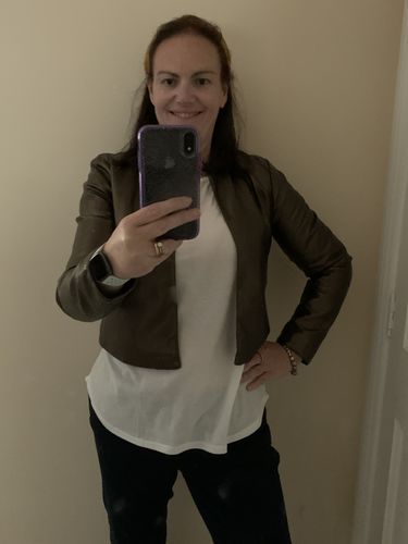 Customer photo review of Rosamund Bronze Open Style Cropped Jacket