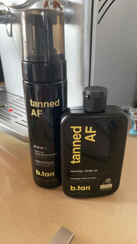 Customer photo review of b.tan tanned AF Outdoor Oil