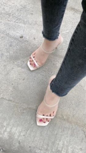Customer photo review of Petite Size Slip On Heeled Strap Sandals BS223