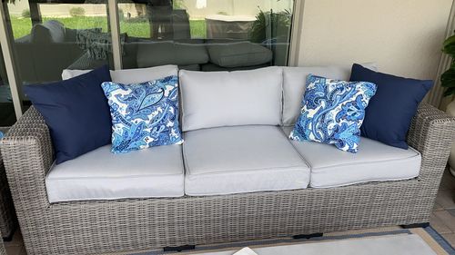Customer photo review of Tuscany Outdoor Patio Side Table in Gray