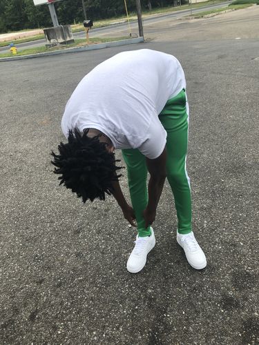 Customer photo review of Solid One Stripe Track Pants Kelly Green - White (100-402)