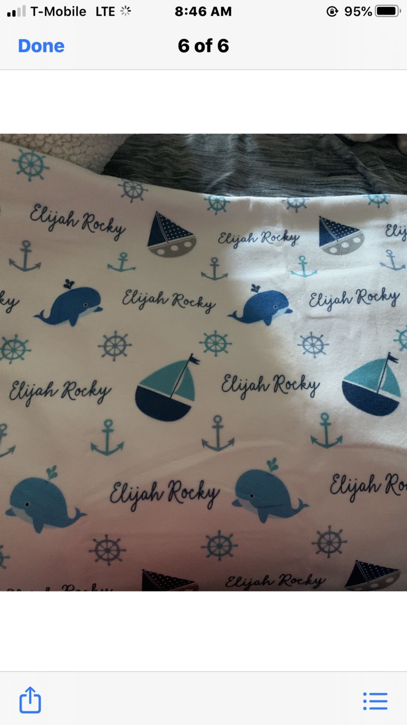 Customer photo review of Nautical Fleece Personalized Baby Boy Blanket