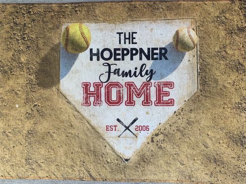 Customer photo review of Personalized Home Plate Welcome Mat