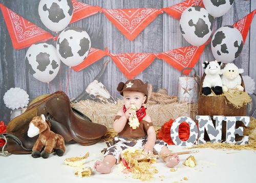 Customer photo review of Kate Autumn Cowboy Red Decorations Backdrop