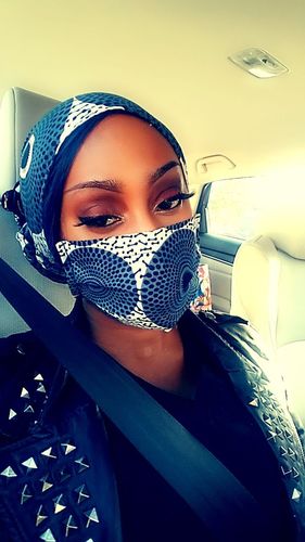 Customer photo review of ADULT FACE MASK WITH MATCHING HEAD WRAP