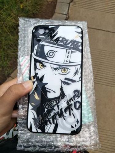 Customer photo review of Naruto Characters Sketch Tempered Glass Phone Case