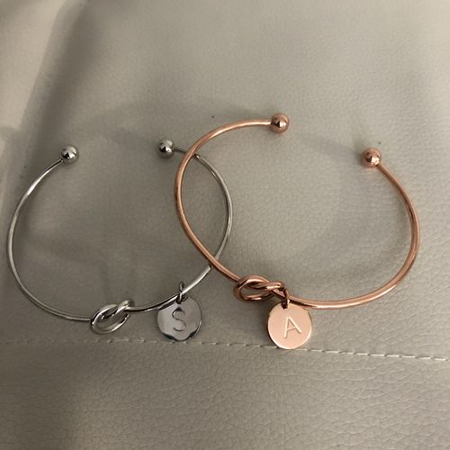 Customer photo review of AC Coin Initial Bangle Bracelet
