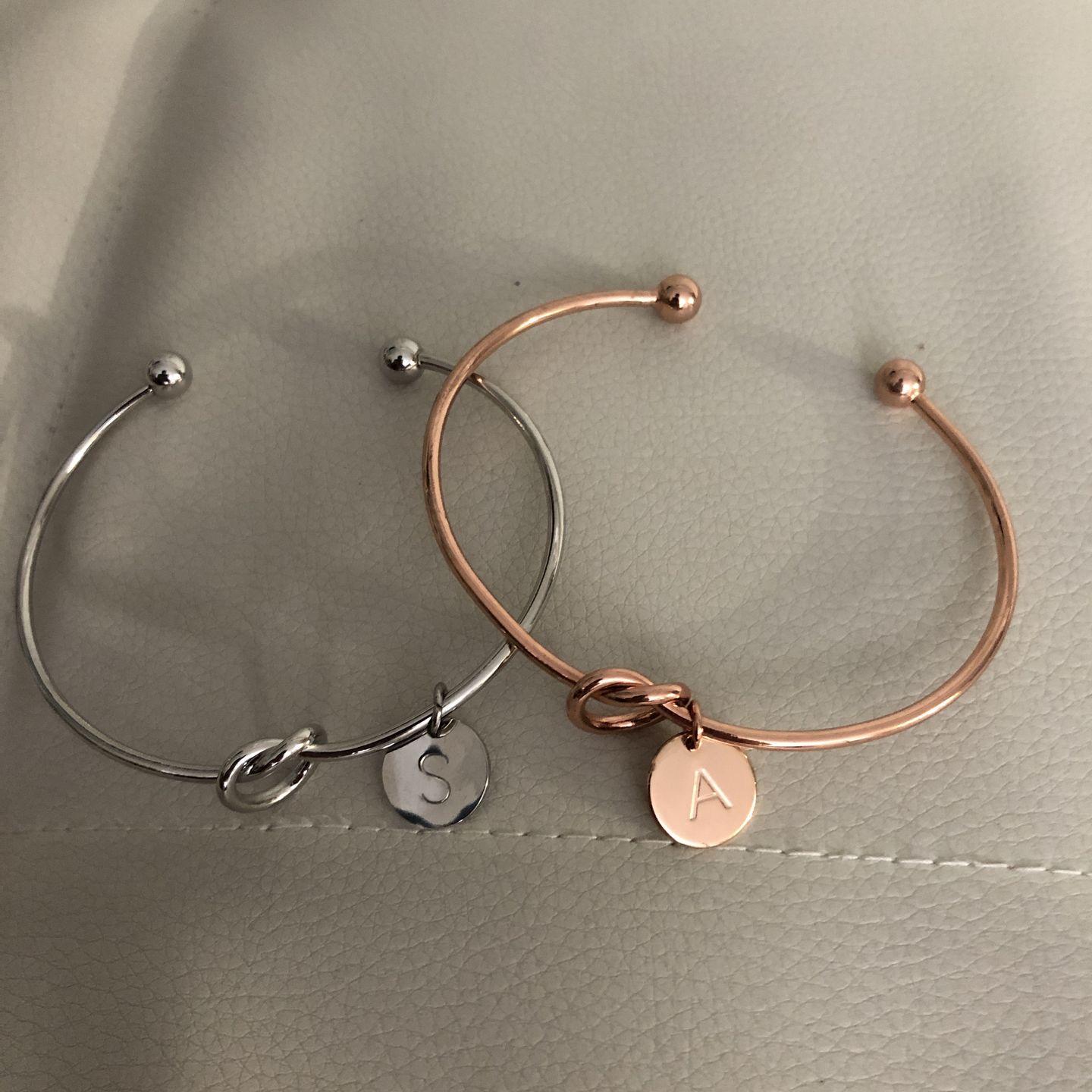 Customer photo review of AC Coin Initial Bangle Bracelet