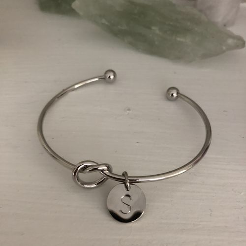 Customer photo review of AC Coin Initial Bangle Bracelet