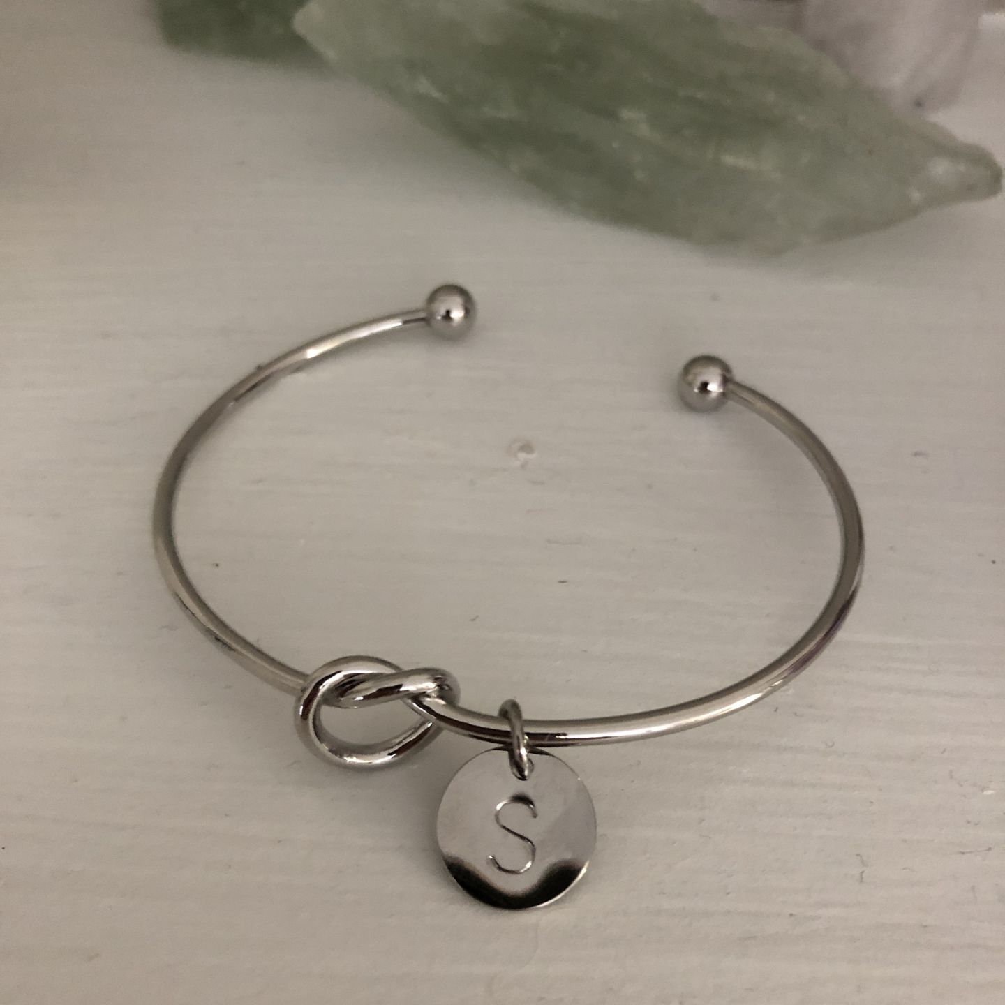 Customer photo review of AC Coin Initial Bangle Bracelet