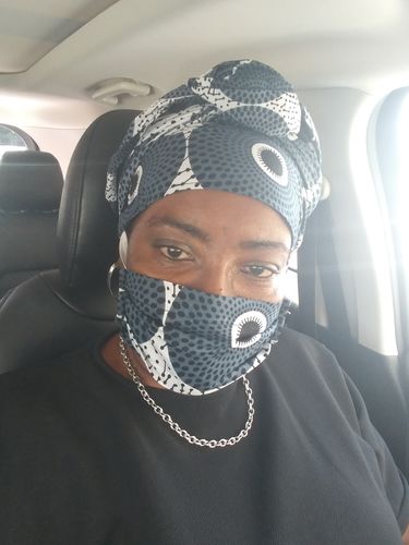 Customer photo review of ADULT FACE MASK WITH MATCHING HEAD WRAP