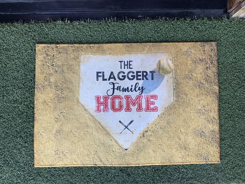 Customer photo review of Personalized Home Plate Welcome Mat