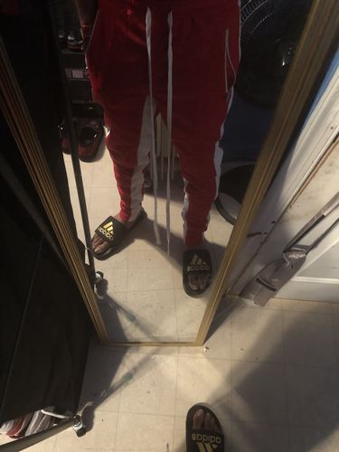 Customer photo review of Premium Side Stripe Zip Pocket Track Pants (Black - Yellow)