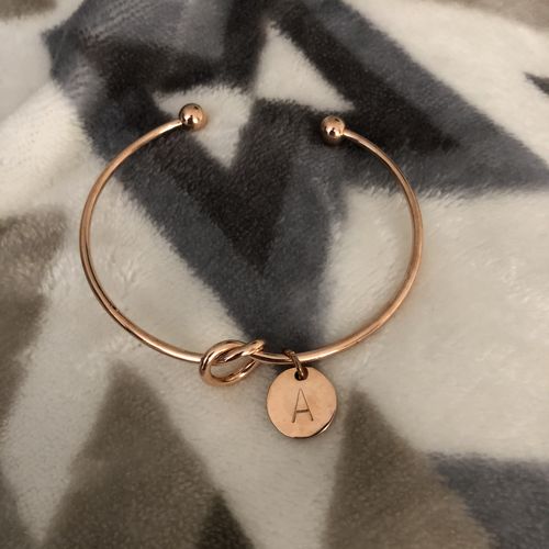 Customer photo review of AC Coin Initial Bangle Bracelet