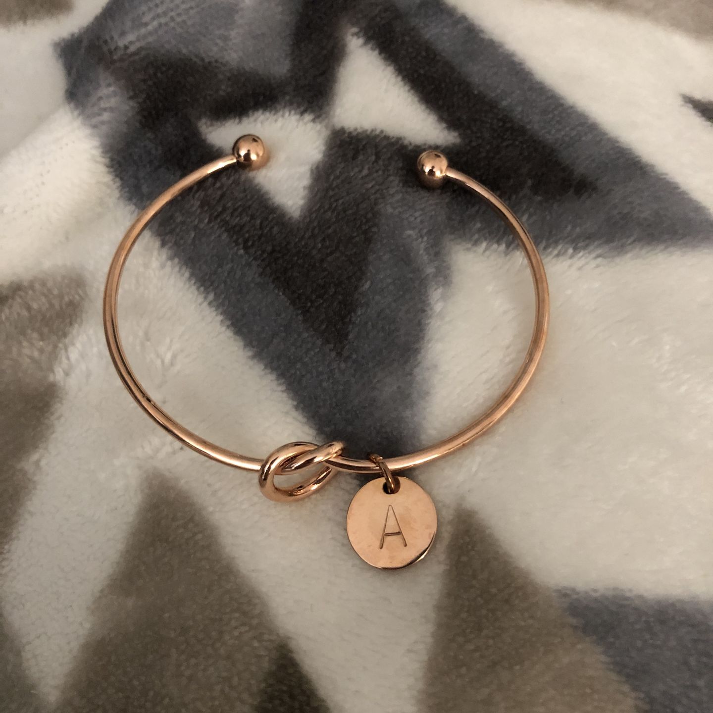 Customer photo review of AC Coin Initial Bangle Bracelet