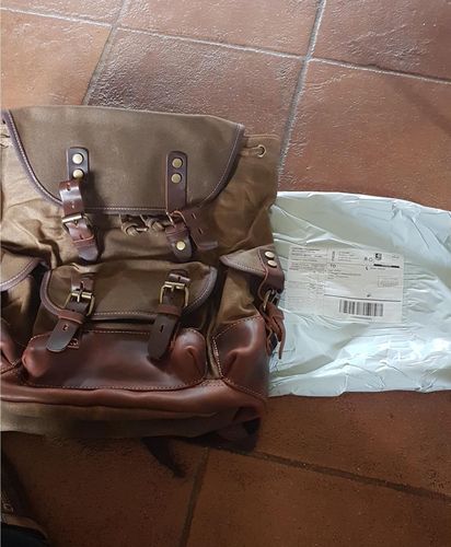 Customer photo review of Vintage Leather Waterproof Backpack