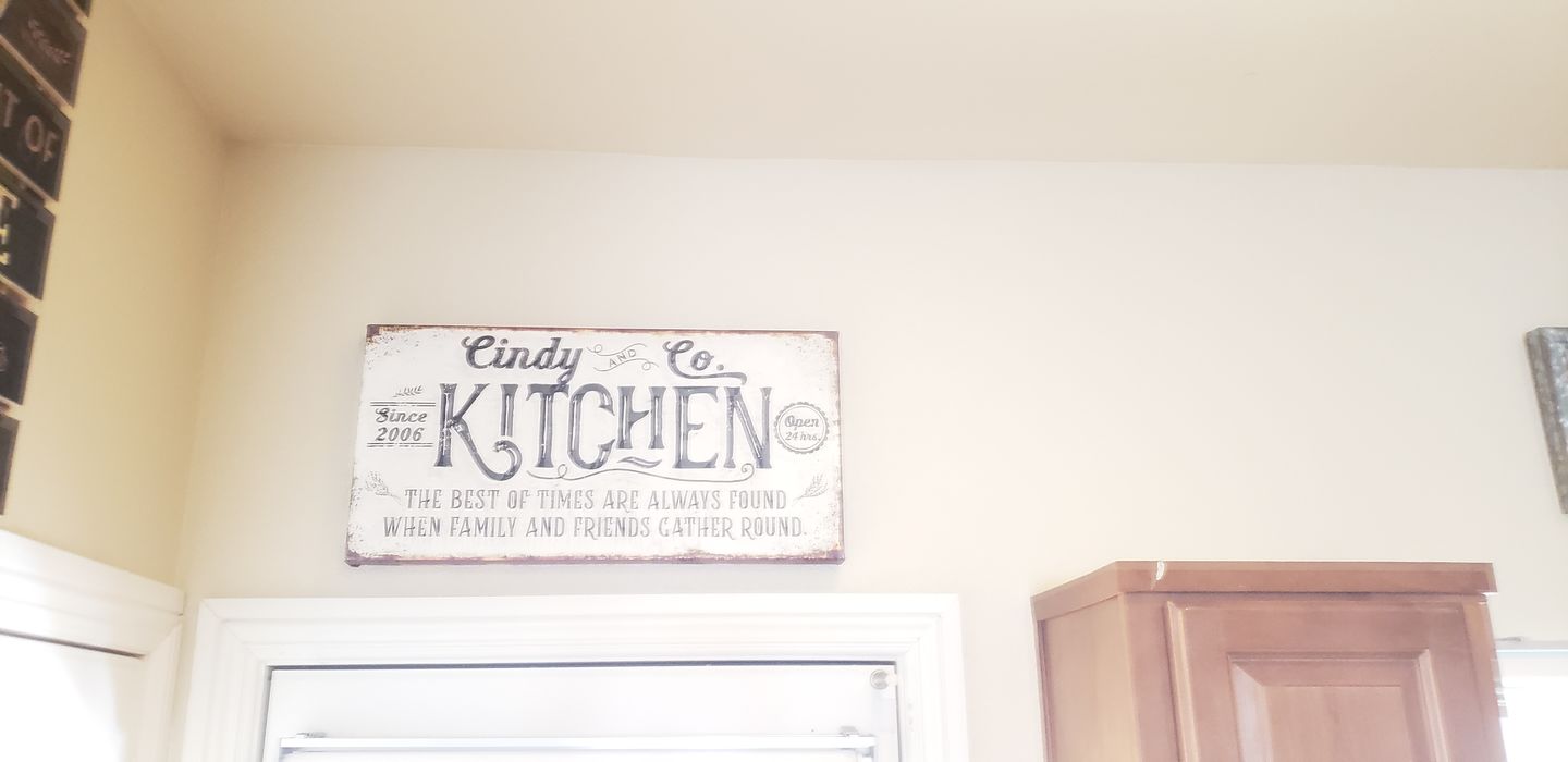 Customer photo review of Personalized-Kitchen Best of Times-Large Canvas(Not Printed on Metal)-Stretched on a Wood-Dining Room Kitchen- Housewarming or Wedding Gift