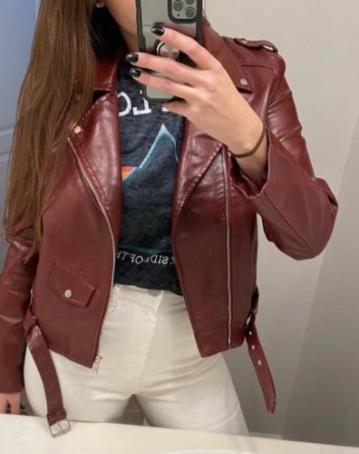 Customer photo review of Melania Leather Jacket