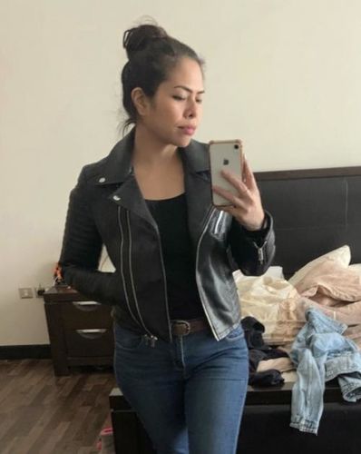 Customer photo review of Scarlet Leather Jacket