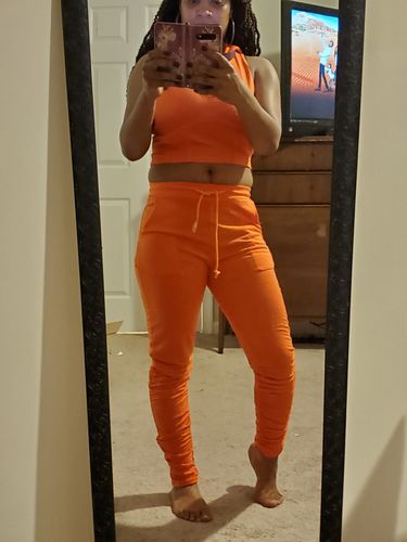 Customer photo review of Sleeveless Hoodie & Ruched Pants Set
